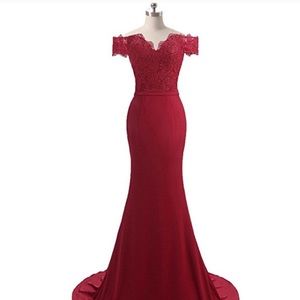 Beautiful dark red evening gown